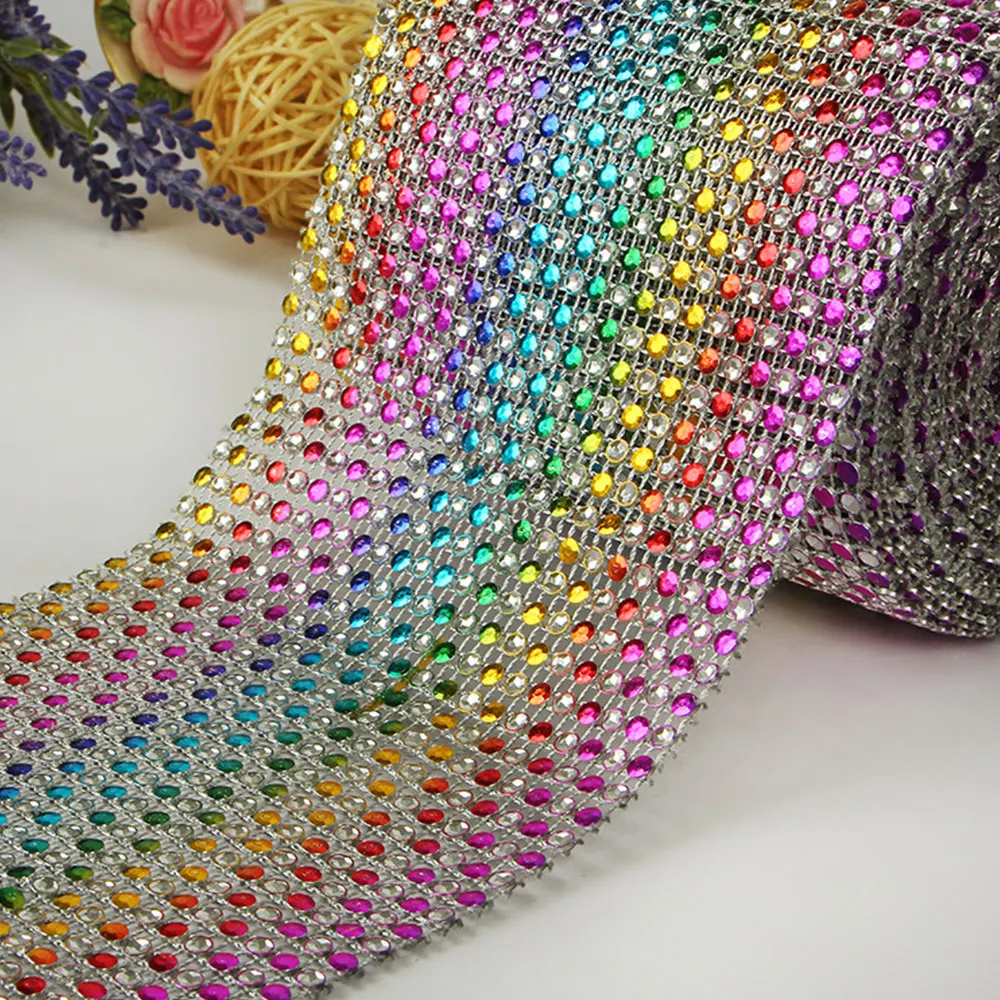 

Colourful Diamond Mesh Wrap Cake Roll Bling Crystal Rhinestone Ribbon Wedding Favor Decor Party Supplies Decoration