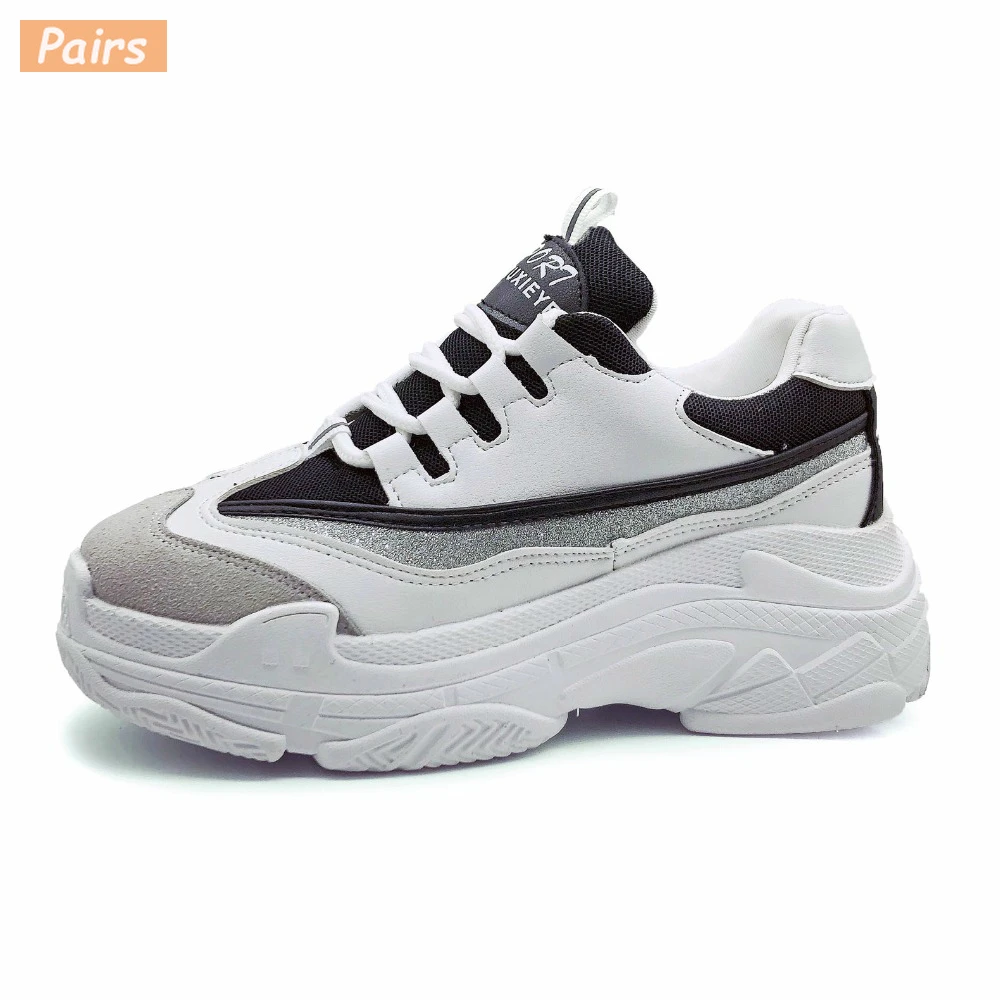 

Size35-43 2019 New Fashion Summer Women Shoes Ladies Casual Shoes High Platform Female Sport Black & White Bling Totem Sneakers