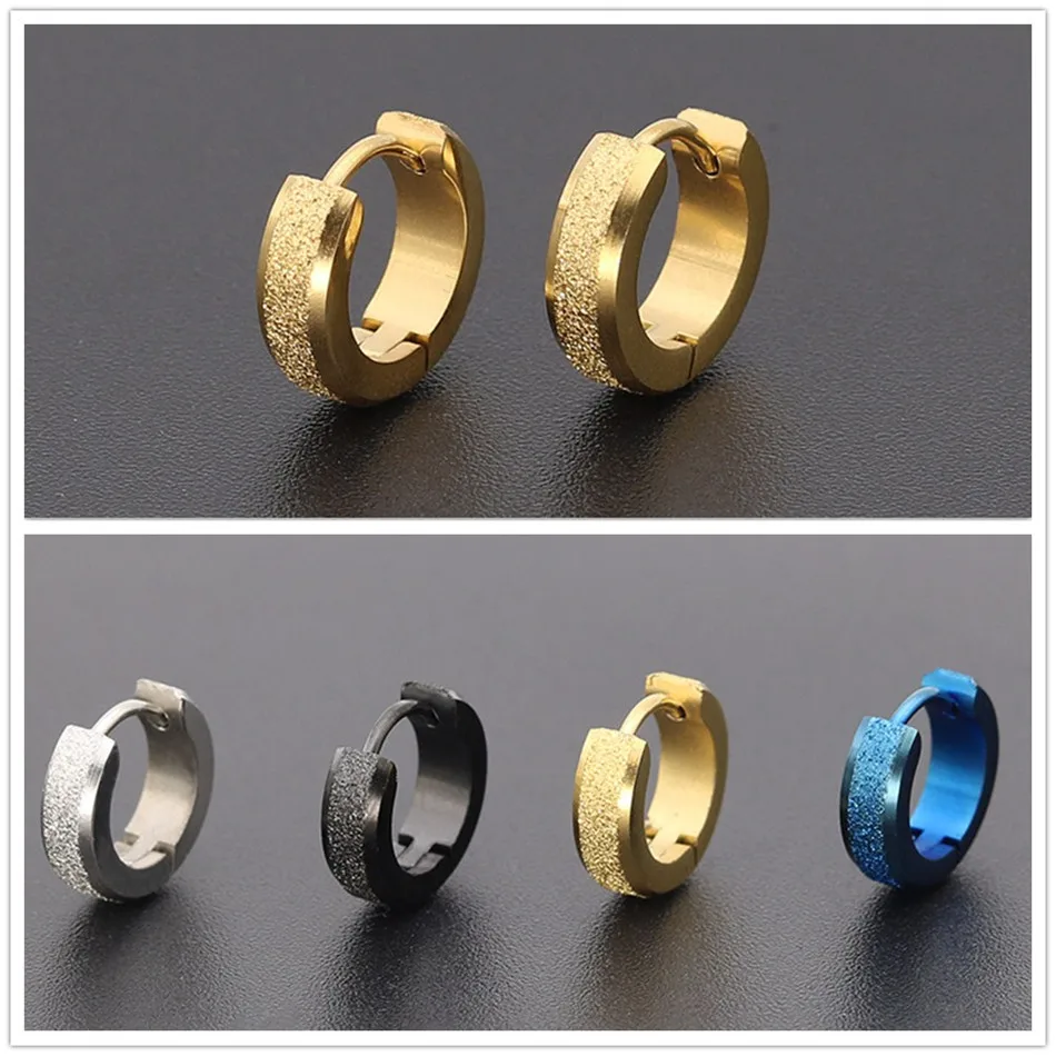 

Black earrings stud for women Punk Men Gold silver Stainless Steel Round Earrings Fashion Jewelry Unisex gifts for women