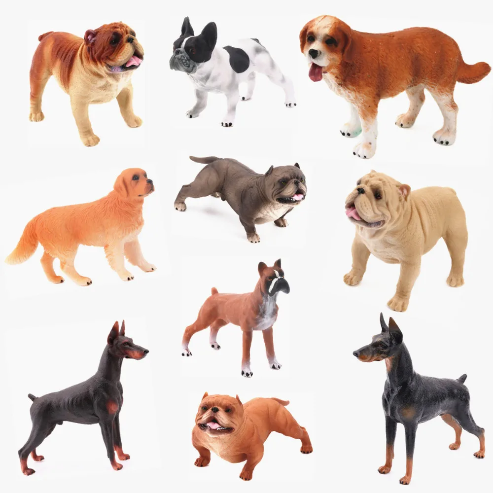 REikirc 10PCS/Set Plastic Dog Exquisite And Cute Pet Bulldog Doberman