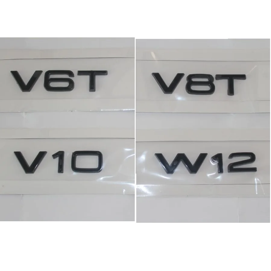 Блеск для губ и черными буквенными принтами и V6 T 8 T 10 Вт 12 крыло значки-Эмблемы Эмблема для Audi A4 A4 A6 A7 A8 S3 S4 R8 RSQ5 Q5 V6T V8T V10 W12