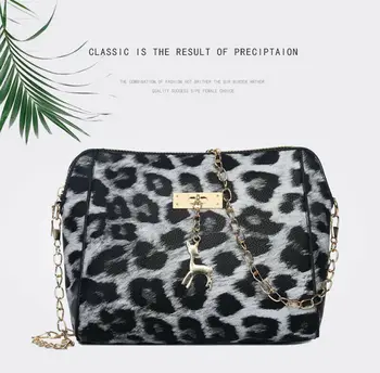 

Women's Leopard Fashion Shoulder Bag PU Leather Fawn Pendant Tote bag Messenger Bag