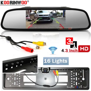 

Koorinwoo Wireless Car Monitor with camera Parking EU License Number Camera Screen Parking Monitor Color Rearview Cam Reversing