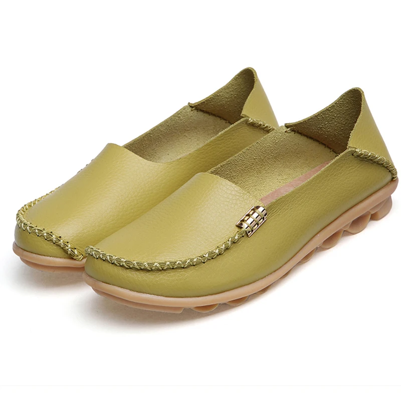 Women Shoes Plus Size Flat Shoes Women Genuine Leather Loafers Nurse Slip On Flat Oxford Sapato Feminino Ballet Flats