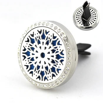 

30mm Stainless Steel rhinestone crystal american hot sell air outlet aroma essential oil diffuser for car