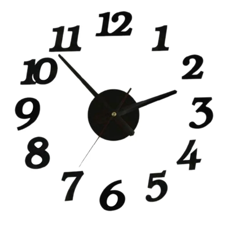 Wall Clock Digital Watch Home Clocks Living Room Sticker Home Decor Relojes Adhesivos Decorativos Para Paredes - Цвет: Черный