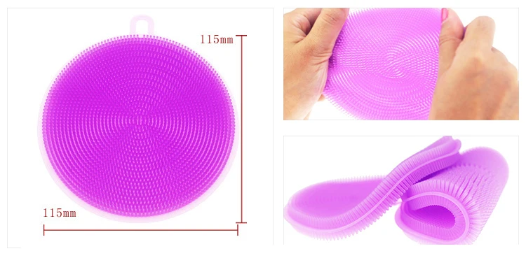 food grade antibacterial double side durable silicone dishwashing brush