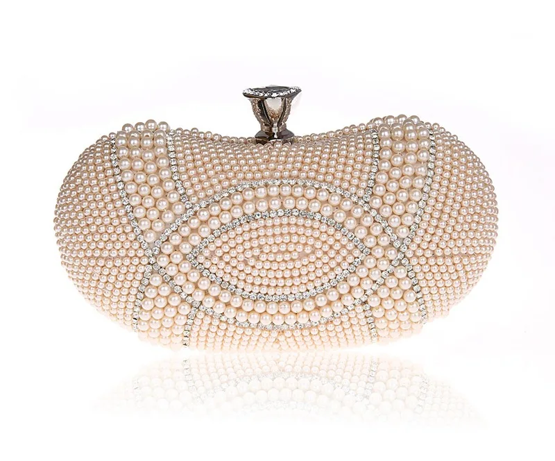 

Bling Women Pearls Rhinestone Cosmetic Bag Fashion Lady Bridal Wedding Party Bag Elegant Evening Party Bags Girl Birthday Gift