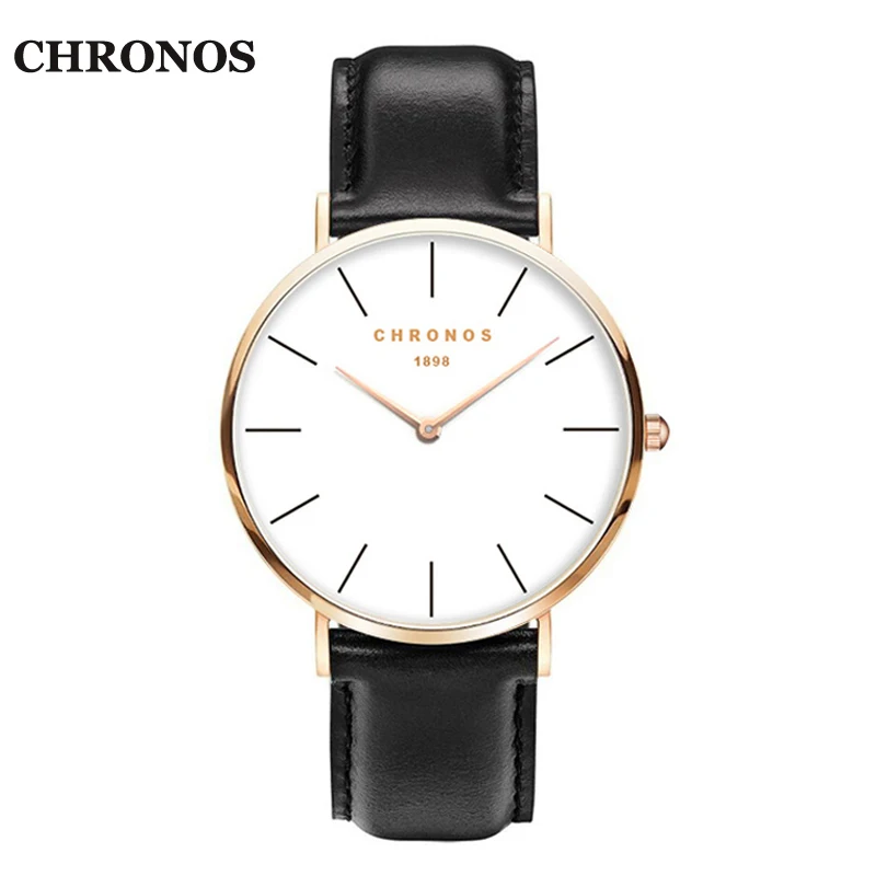 

CHRONOS 1898 Unisex Watches Casual Quartz Watch Rose Gold Silver Watches Women Men Relogio Masculino Montre Femme