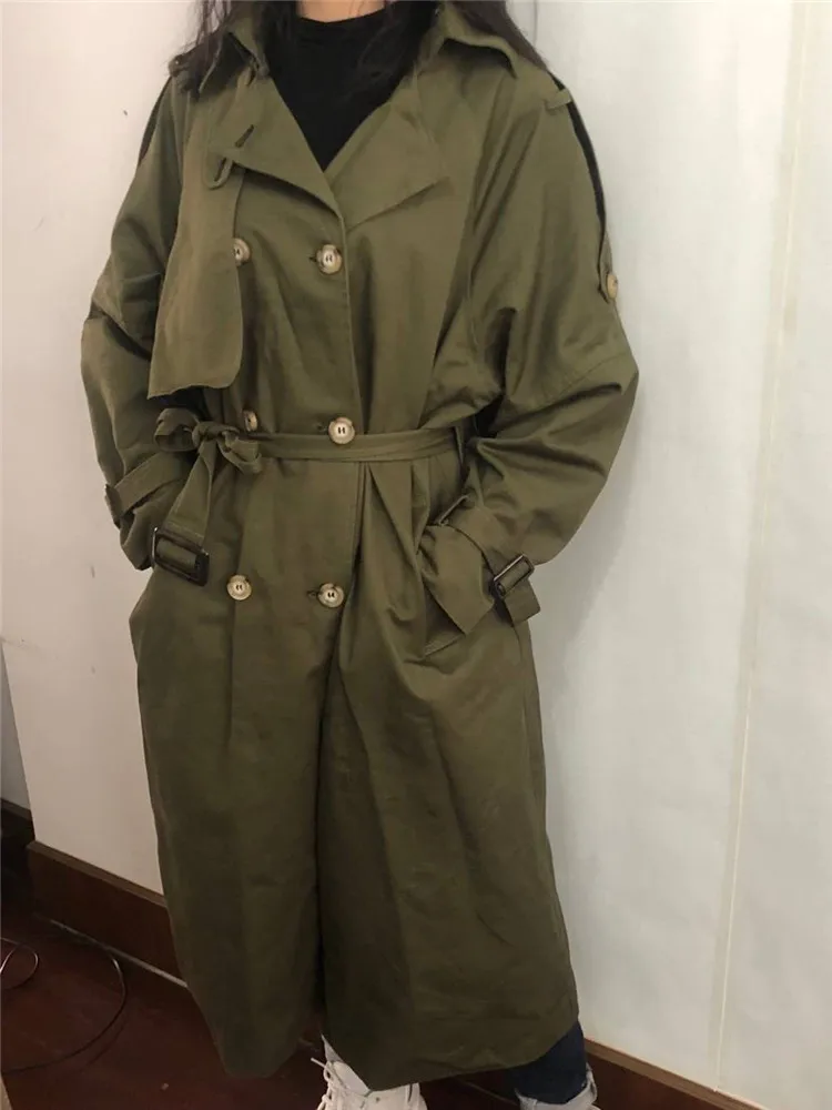 2022 Spring Autumn Russia Fashion Brand Women Long 100% Cotton Trench Coat Large Size Belted Raincoat Windbreaker Manteau Femme long puffer jacket