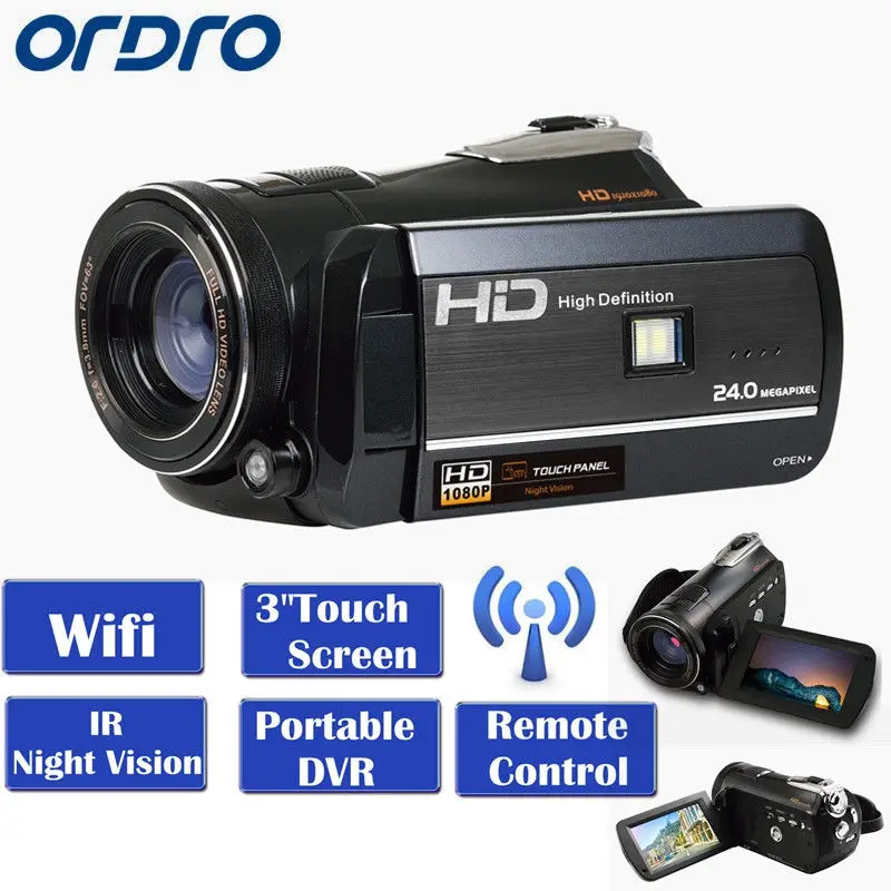 ORDRO HDV-D395 wifi Full HD 1080P 18X3," сенсорный ЖК-экран Ночное Видение цифровая видеокамера рекордер портативный DVR