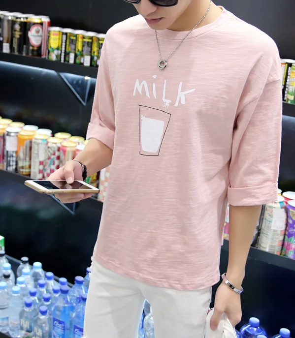 

Mr.nut Casual Polyester O-Neck men t shirt Short sleeve casual milk print tshirt street fashion men's tshirt