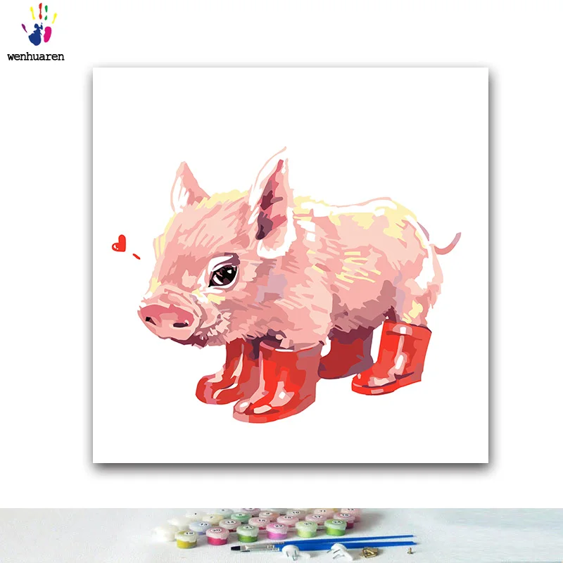 Сделай Сам картинки для раскраски по номерам с цветами акварель маленькое животное картина Рисование по номерам в рамке дома - Цвет: 7126