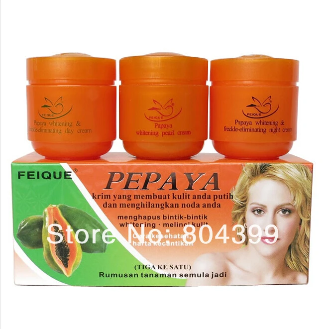 

wholesale Papaya whitening cream for face anti freckle day cream+night cream+pearl cream skin care 6sets/lot face care