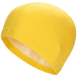Waterproof PU Fabric Swimming Cap for Adults - Ear Protection and Extra Coverage for Long Hair (Yellow)