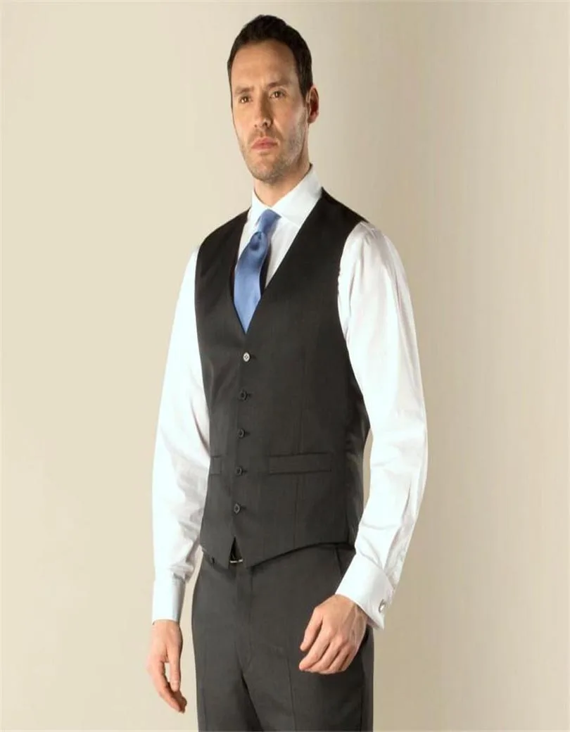 2018 Single Breasted Charcoal Mens Vests Groomsmens Vest Wedding Prom