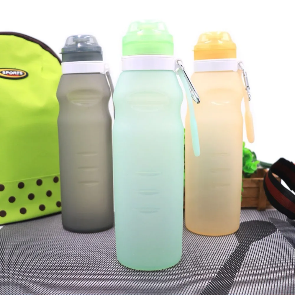 

600ml Folded Silicone Sports Water Bottle Students Portable Bottle Changing Color By Temperature Chaing
