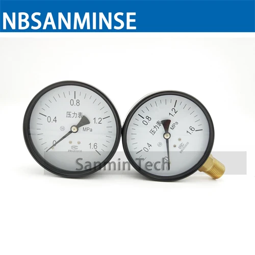 NBSANMINSE манометр общего назначения SMTB 100 мм 4 дюйма 1,6 МПа 1/" PT резьба аналоговый дисплей Воздушный манометр
