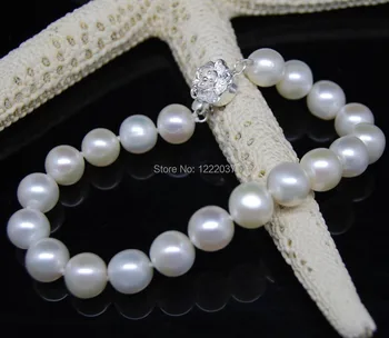 

New natural Beautiful 8-9MM AAA White Pearl Bracelet 7.5Inch long 2pcs