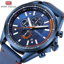 MINIFOCUS лучший бренд класса люкс Для мужчин кварцевые часы морской ремень из натуральной кожи 3 суб-набор 6 руки Дата многофункциональные