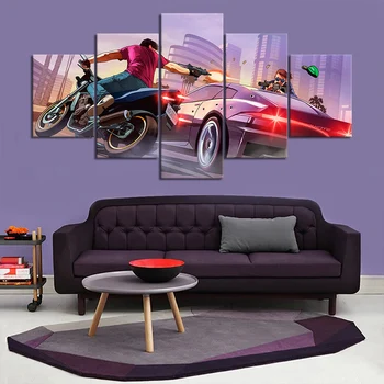 

5 Piece or 3 Piece Chooseable Grand Theft Auto V Video Game Poster Home Decor Wall Sticker Game Figure Wall Art Picture Gift