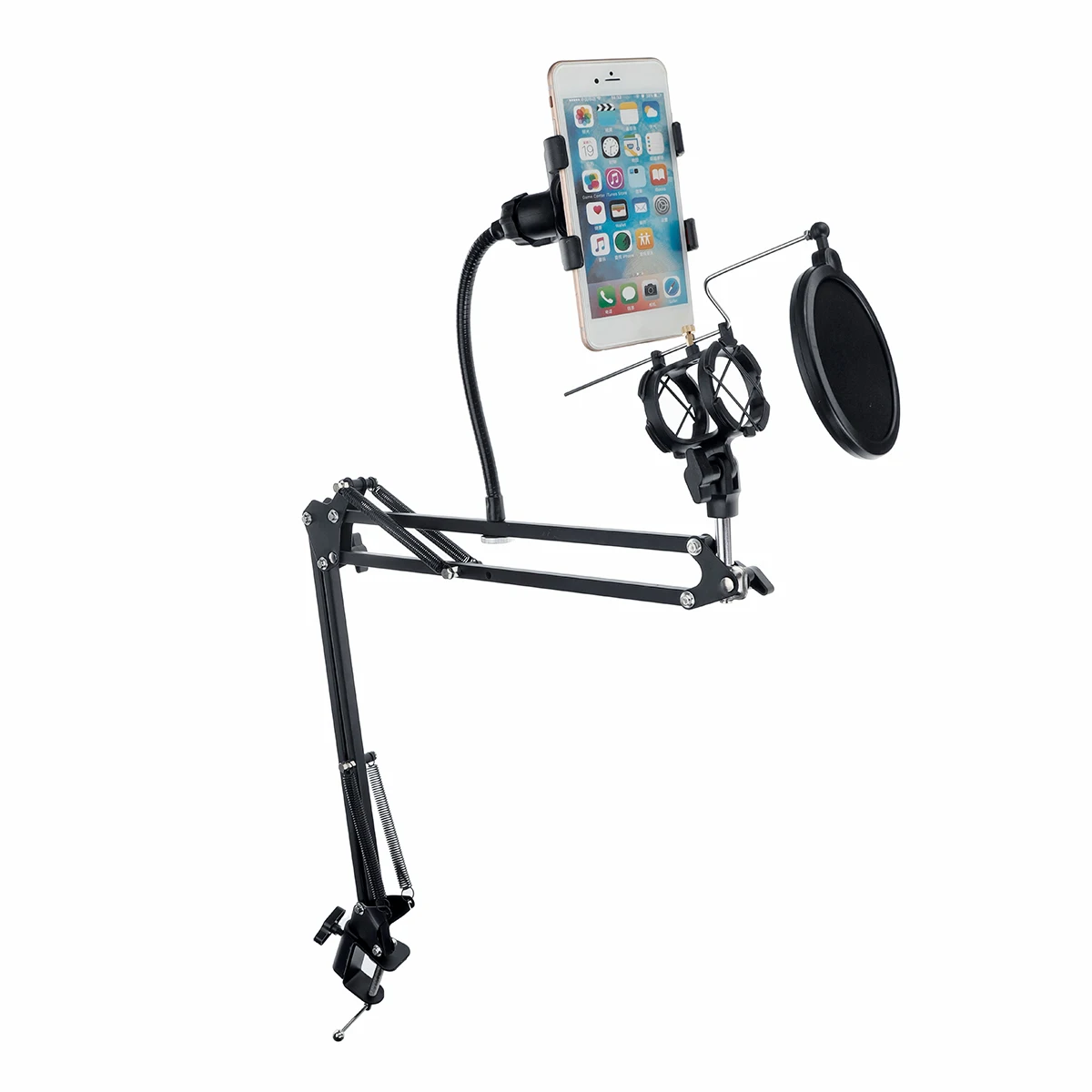 

LEORY Microphone Metal Bracket Suspension Arm Quakeproof Mobile phone Adjustable Blowout Preventer Table Mounting Clamp 95cm