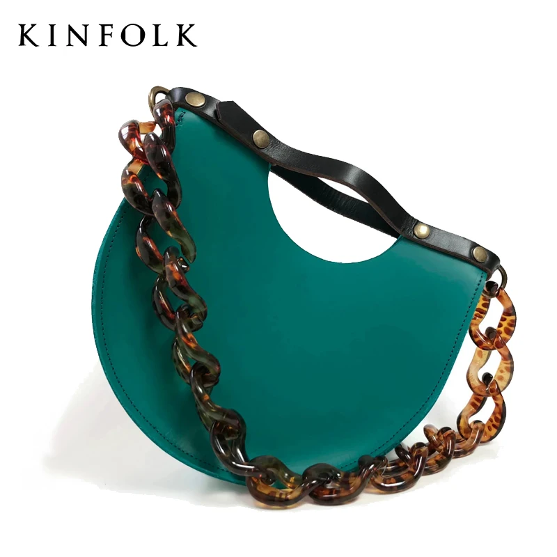 

Independent design tide fashion acrylic chain female bag semi-circle saddle bag tide bags