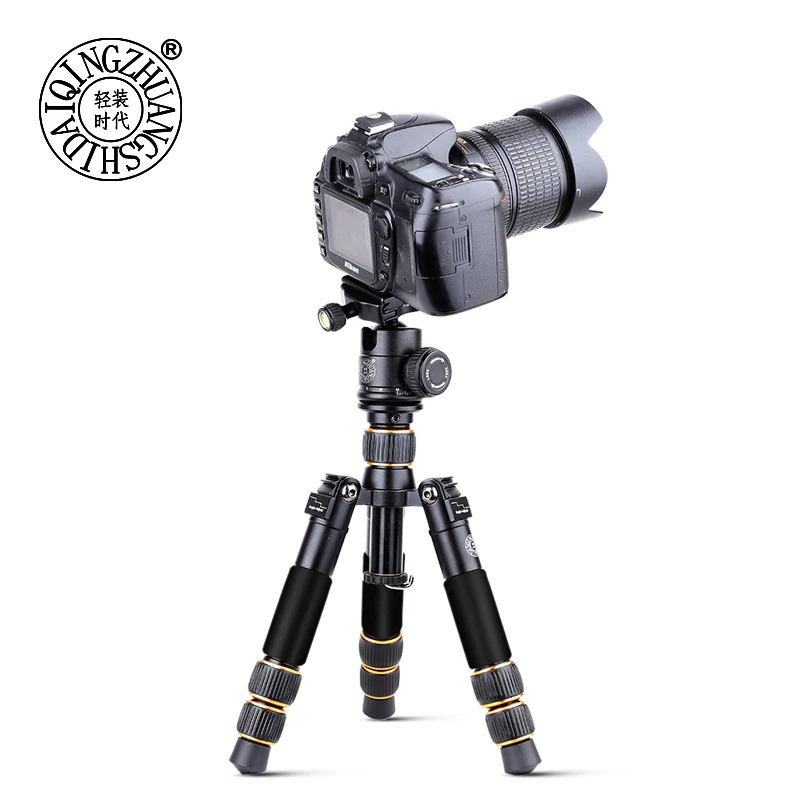 Portable Traveling Mini Tripod QZSD Q166A Lightweight Flexible Camera Tripod Use with Head and