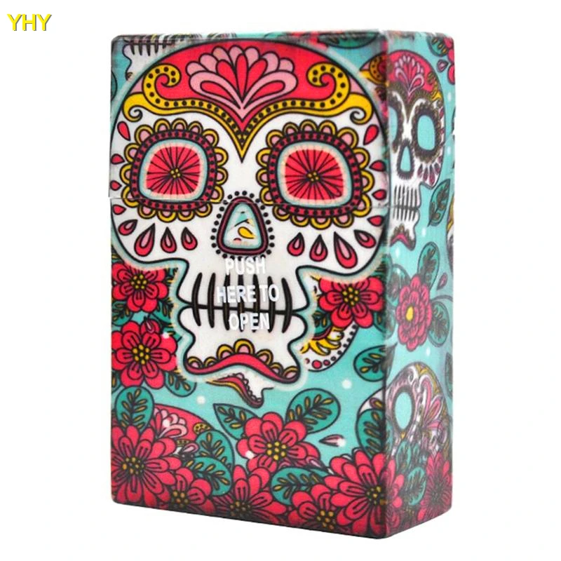 Newest Colorful Human Skeleton Skull Cigarette Cases 95MM Plastic Storage Box High Quality Exclusive Design Automatic Opening05