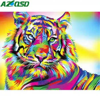 

AZQSD Diamond Embroidery 5d Animal Hobbies And Crafts Diamond Painting Colorful Tiger Picture Of Rhinestones Home Decoration