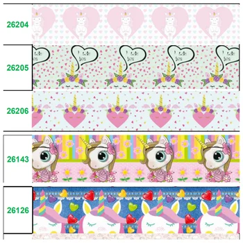 

15designs 22mm New cartoon Unicorn Printed grosgrain ribbon 50Yards/rolls RBB08-2