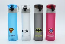 BPA FREI Kunststoff Tragbare Wasserflasche Cup Spiderman/Superman/Transformatoren/Batman/Captain America Für Outdoor-sportarten Camping