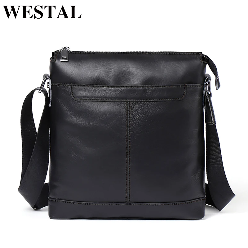 

WESTAL Genuine Leather Men bag Messenger Bags men leather small flap Fashion Zipper Design male shoulder crossbody bags for man