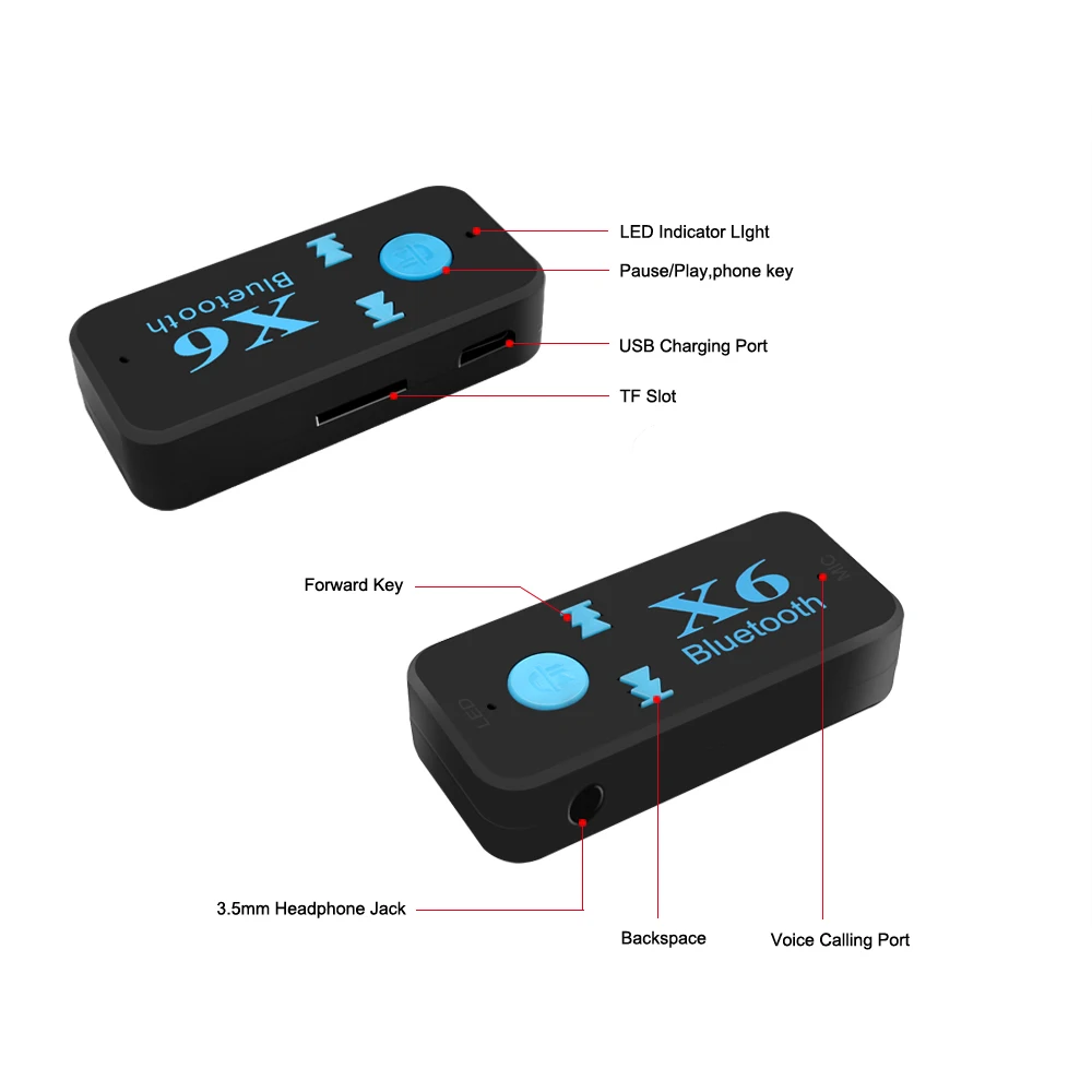 X6 Bluetooth приемник адаптер авто автомобиль беспроводной Aux Поддержка TF карты A2DP 3,5 мм разъем аудио стерео HandFree Adaptador