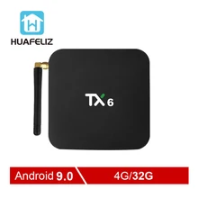 TX6 Смарт Android 9,0 ТВ коробка 4 г 32 г Allwinner H6 Quad core 2,4G+ 5G двухъядерный процессор Wi-Fi BT 4,1 Декодер каналов кабельного телевидения 4 K HD H.265 Media Player