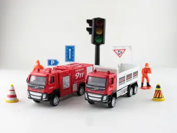 

1:72 Scale/Diecast Toy Car Model/Volvo Fire Engine Dumper Truck Engineering set/Pull Back/Educational Collection/Gift For Kid