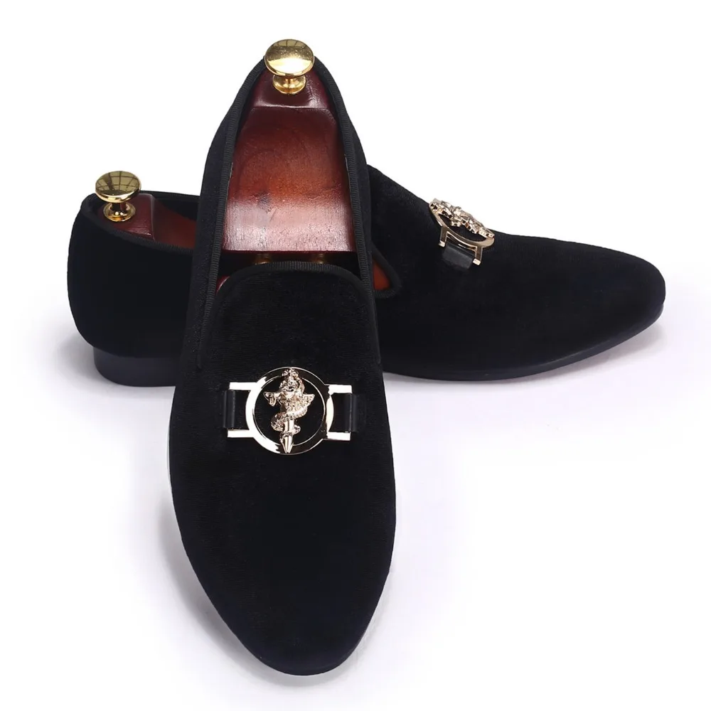 Men Buckle Strap Dress Shoes Black Velvet Loafers Slip On Custom Made Wedding Shoes Red Bottom
