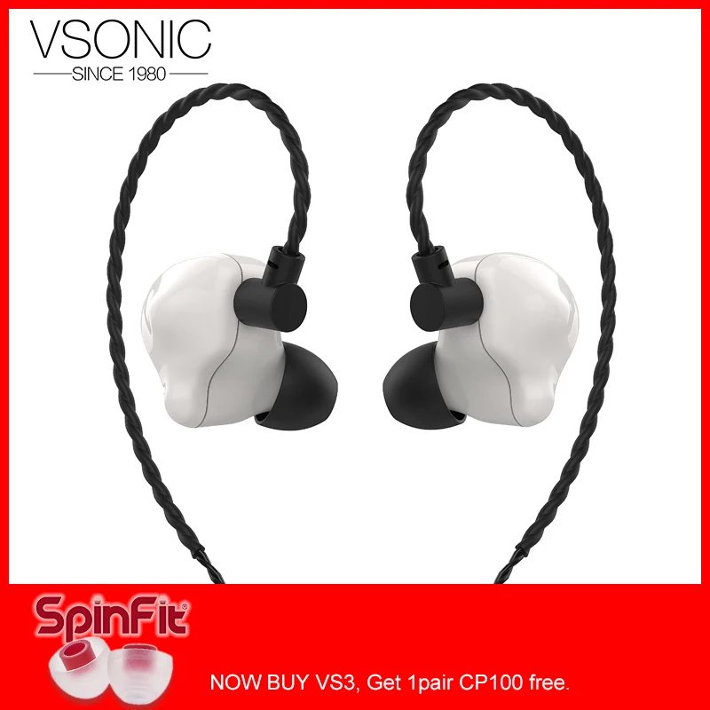 Динамический драйвер VSONIC VS3 ICEBERG Hi Fi наушники вкладыши для монитора с 2 разъемами 0