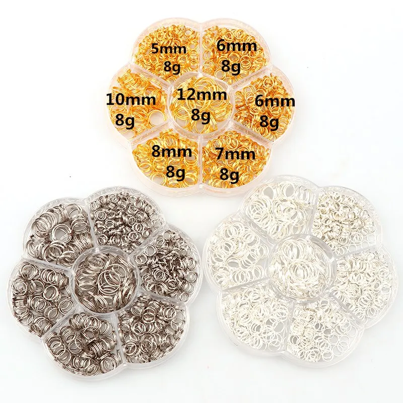 

1 Box Gold&White K&Silver Plated Tone Metal Double Loops Open Jump Rings Necklace Close Tool Ring DIY Jewelry Findings Making