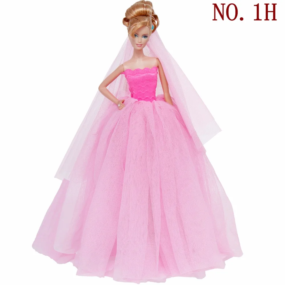 Высокое качество, 1 платье для свадебной вечеринки кружевное вечернее платье, юбка принцессы+ 1 фатиновая Одежда для куклы Барби, аксессуары, детские игрушки