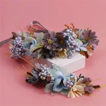 Корейский свадебный венок цветок браслет из ткани набор свадебный головной убор пляж фотографии аксессуары 6173