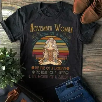 

November Woman The Soul Of A Witch The Fire Of A Lioness Vintage Men Tshirt
