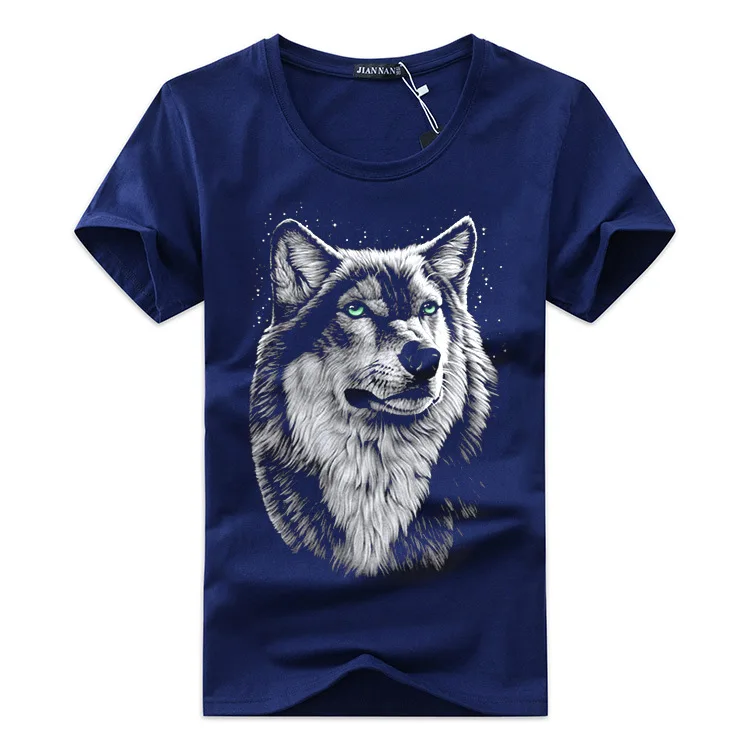 Fashion summer short sleeve t shirt men brand clothing cotton comfortable male t-shirt 3D wolf print tshirt men clothing