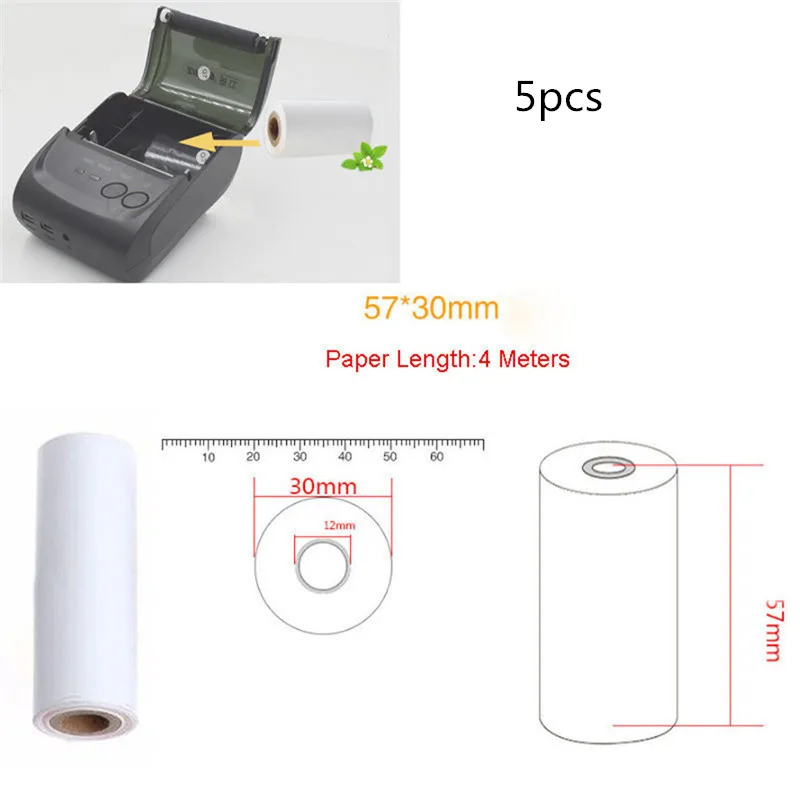 5 шт./партия 57x30 мм термальная Чековая бумага рулон для мобильный платежный 58 мм Термопринтер Лот