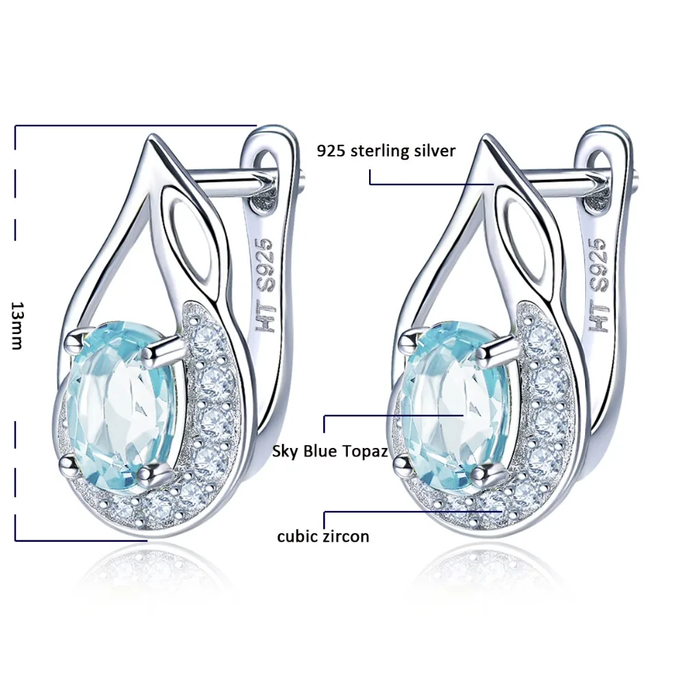 Hutang Небесно-Голубой топаз серьги натуральный драгоценный камень Твердые 925 пробы серебряные ювелирные изделия для дня рождения лучший подарок