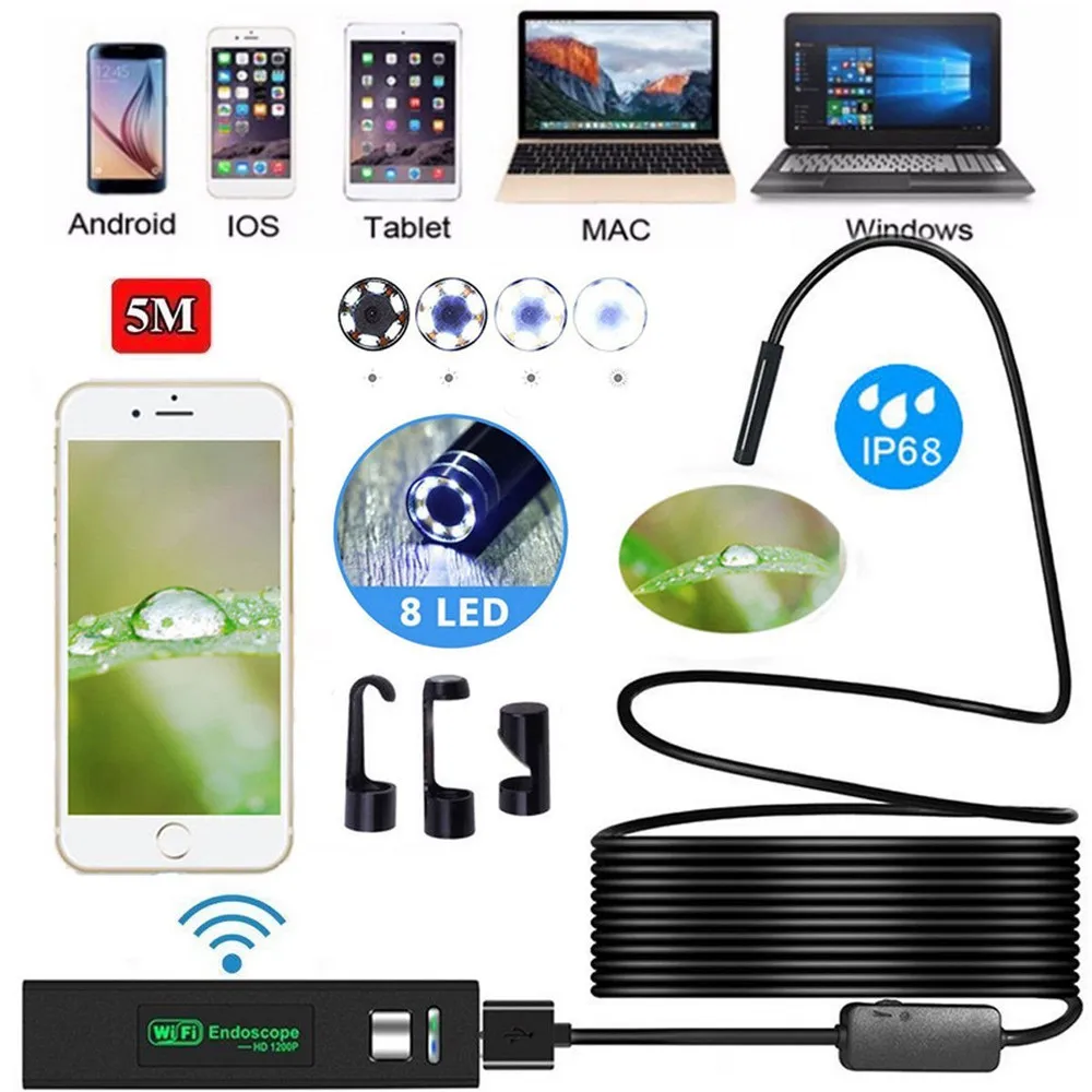 

Wifi Endoscope mini Camera Waterproof Inspection Borescope iOS Endoscope 2M Semi Rigid Hard Tube Endoscope mini cam smartphone