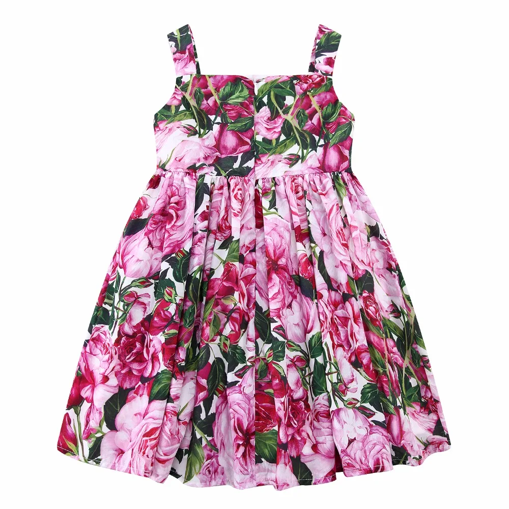 Robe fille enfant/2017 Детские хлопковые платья с розами Bianco, платье с цветочным узором для девочек, летняя одежда для девочек, костюмы, платье