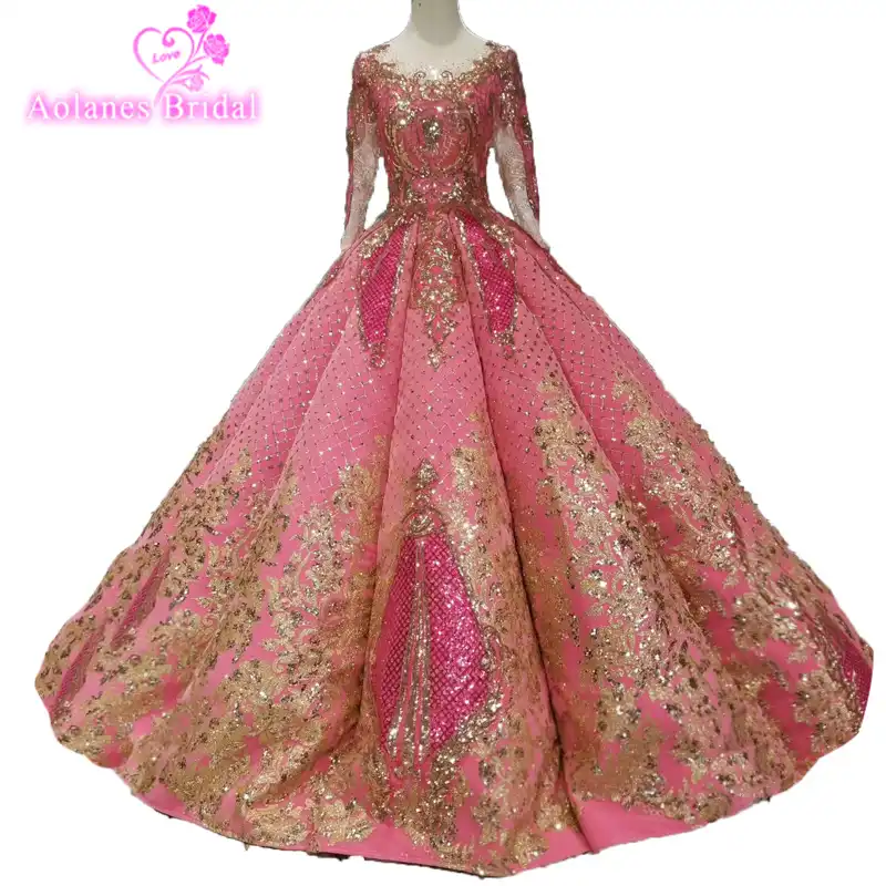 pink and gold party dress