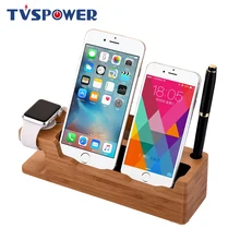 Деревянная зарядная док-станция для планшетов для 2 мобильных телефонов, держатель Bamboo USB, Подставка для зарядки Apple Watch для iphone samsung