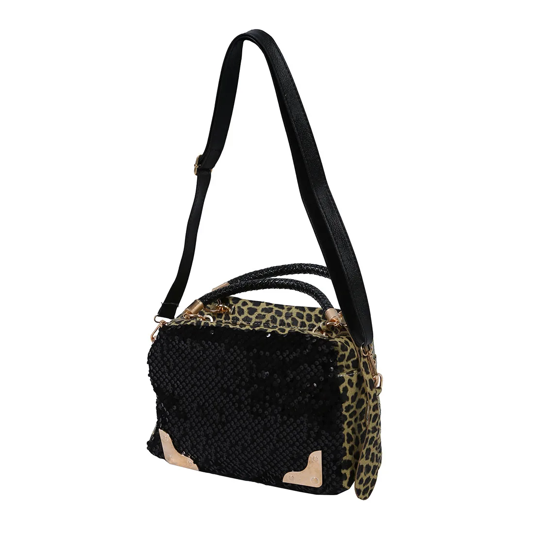Fashion Boutique New Women Sequin Leopard Messenger Cross Shoulder Bag Handbag